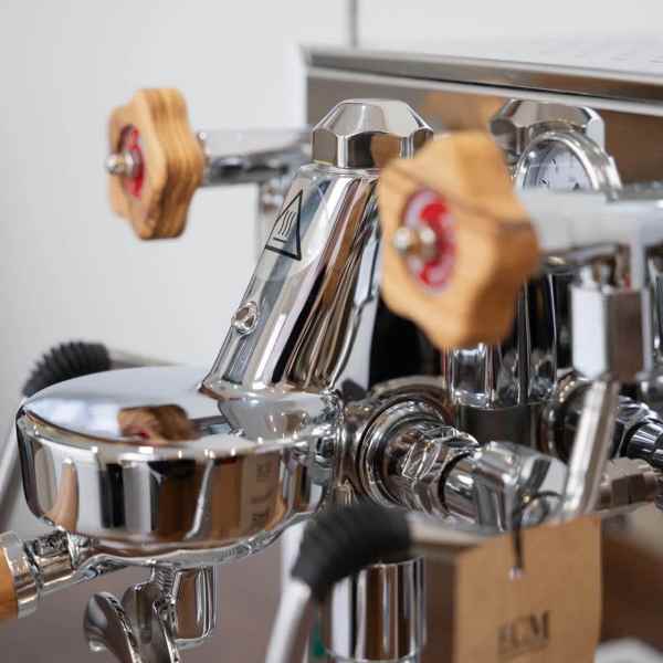 Brand New Custom White ECM Mechanika Slim With Timber Kit Coffee Machine