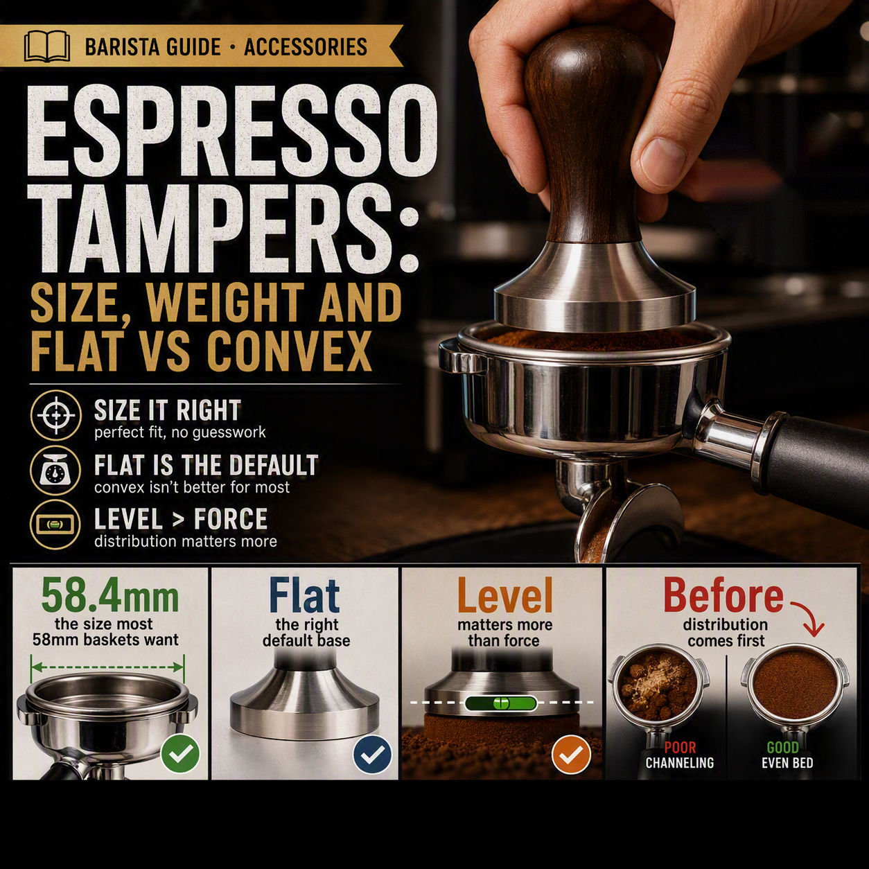 Espresso Tampers: Size, Weight and Flat vs Convex