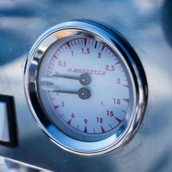 Immaculate La Marzocco Linea AV Gloss White with Chrono Shot Timers