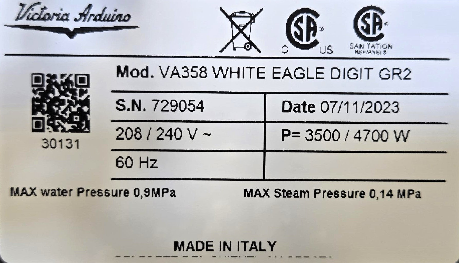 Victoria Arduino VA358 White Eagle Digit GR2 2 Group Espresso Machine