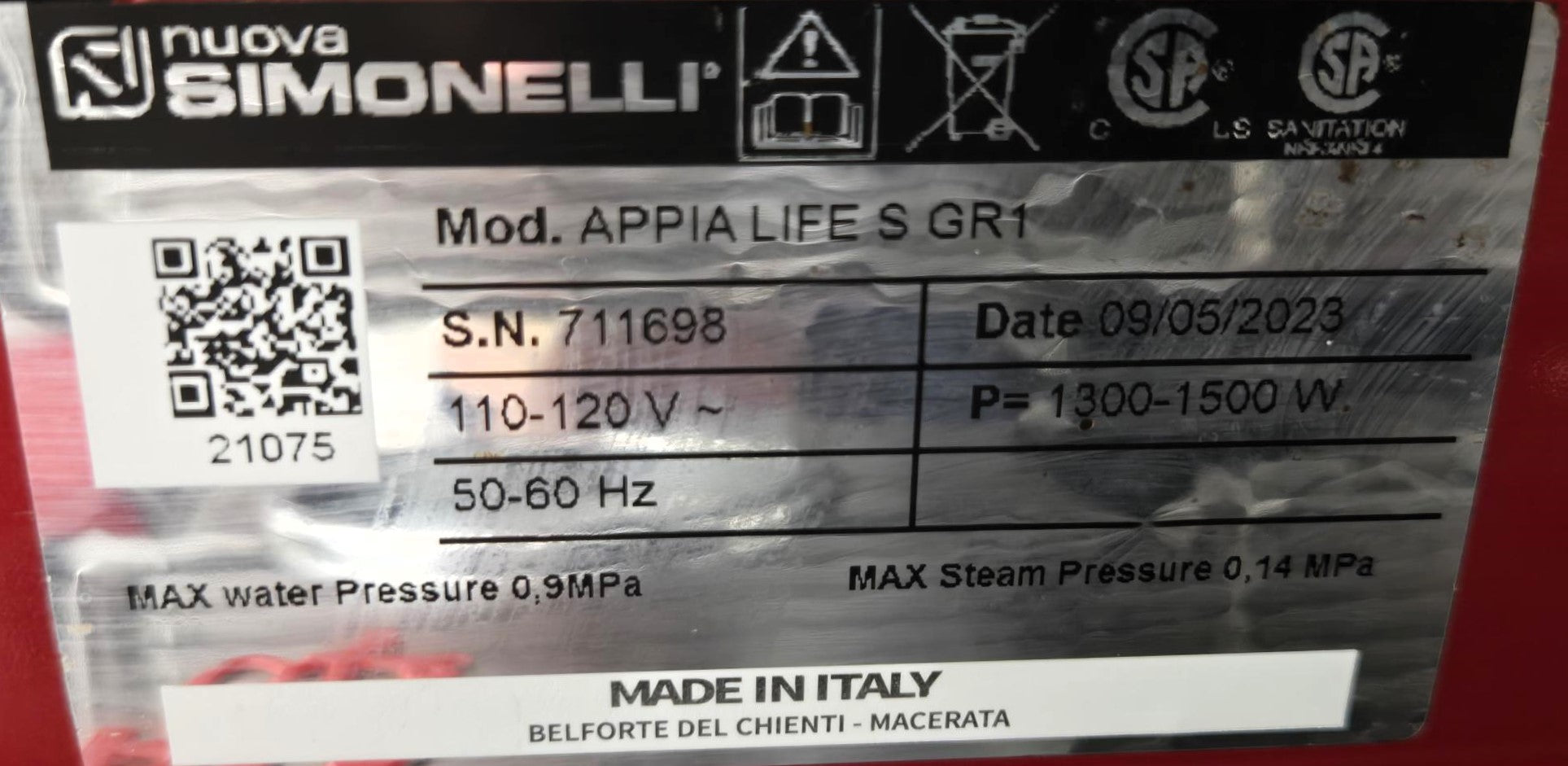 Nuova Simonelli APPIALIFESGR1 Espresso Machine 1 Group