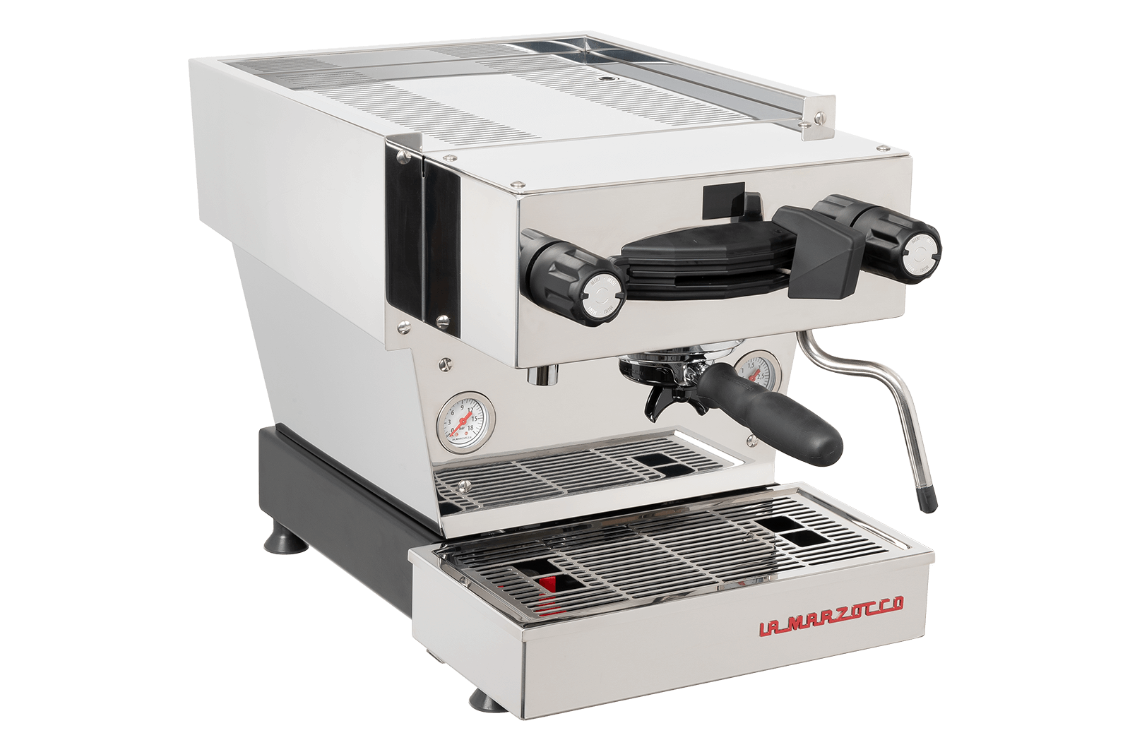 La Marzocco Linea Mini stainless steel - front three-quarter view