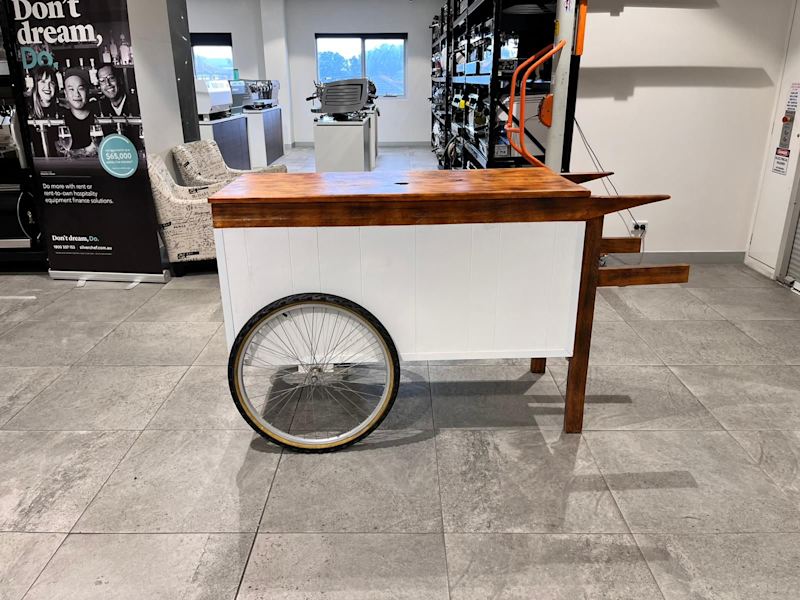 Vintage Style Coffee Cart With Wheels Timber White
