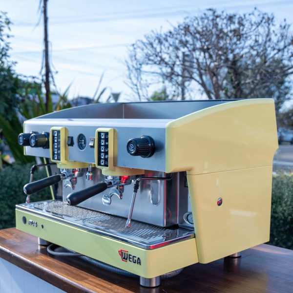 Stunning Custom Yellow Wega Atlas 2 Group Commercial Coffee Machine