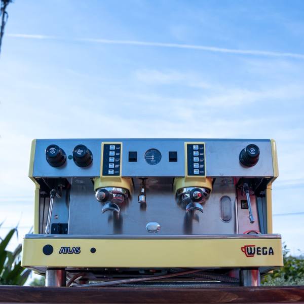 Stunning Custom Yellow Wega Atlas 2 Group Commercial Coffee Machine